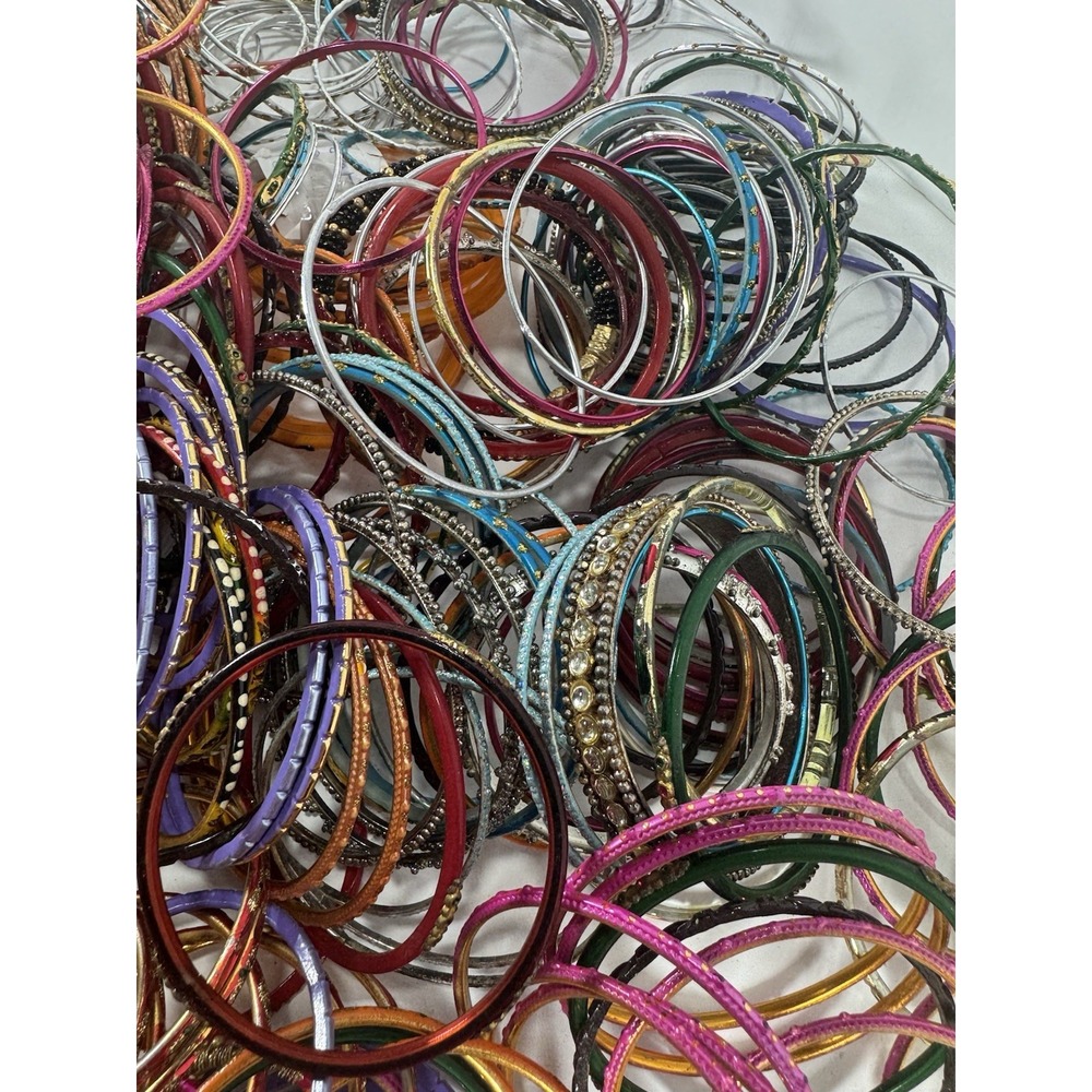 500pc Indian Bollywood Bangle Bracelet Lot Rhinestone Small 2.25-2.625" - Picture 3 of 15